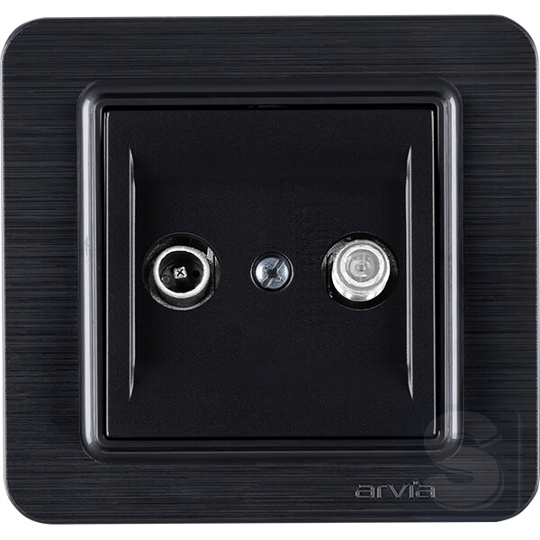 Розетка TV (SAT) проходная Arvia Electric Lavin Черный матовый (21 25 4007 287)